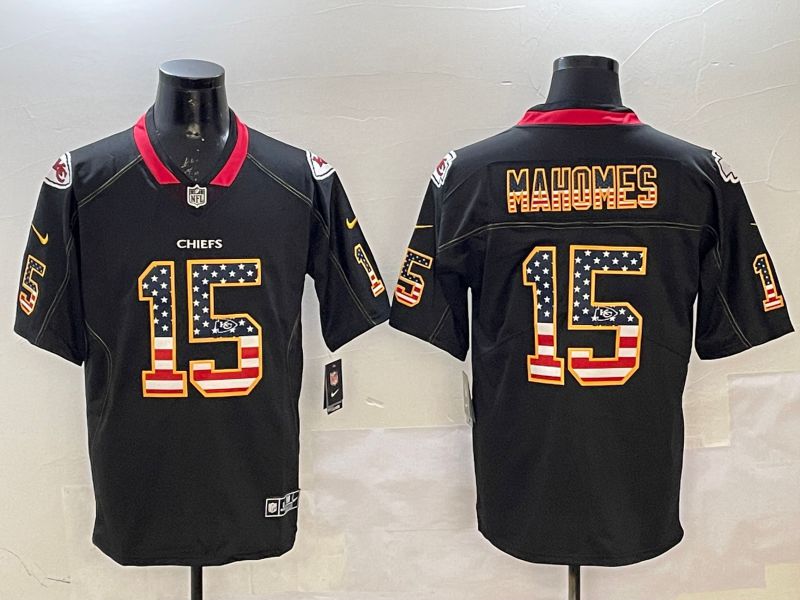 Men Kansas City Chiefs 15 Mahomes Black National Flag 2025 Nike Limited NFL Jersey style 211